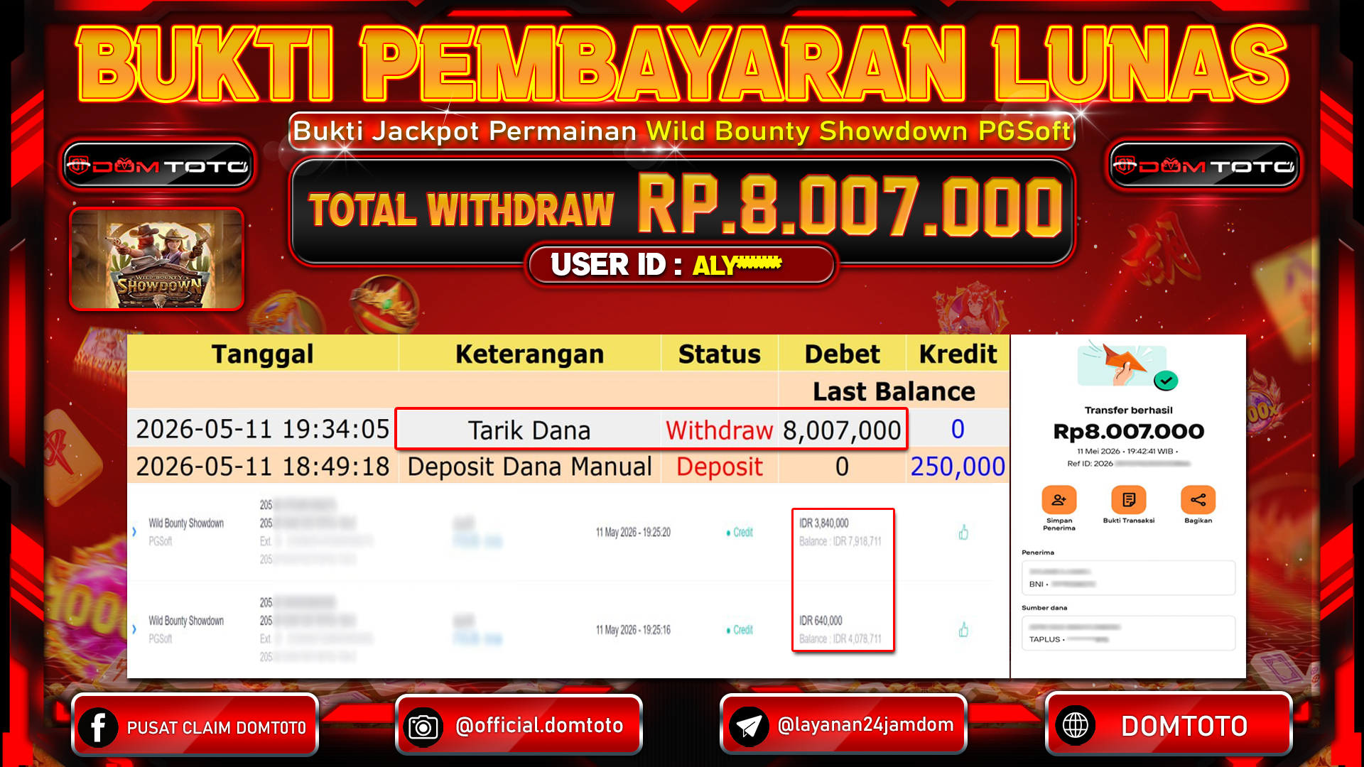 JACKPOT SLOT Wild Bounty Showdown PGSoft 11 MAY 2026
